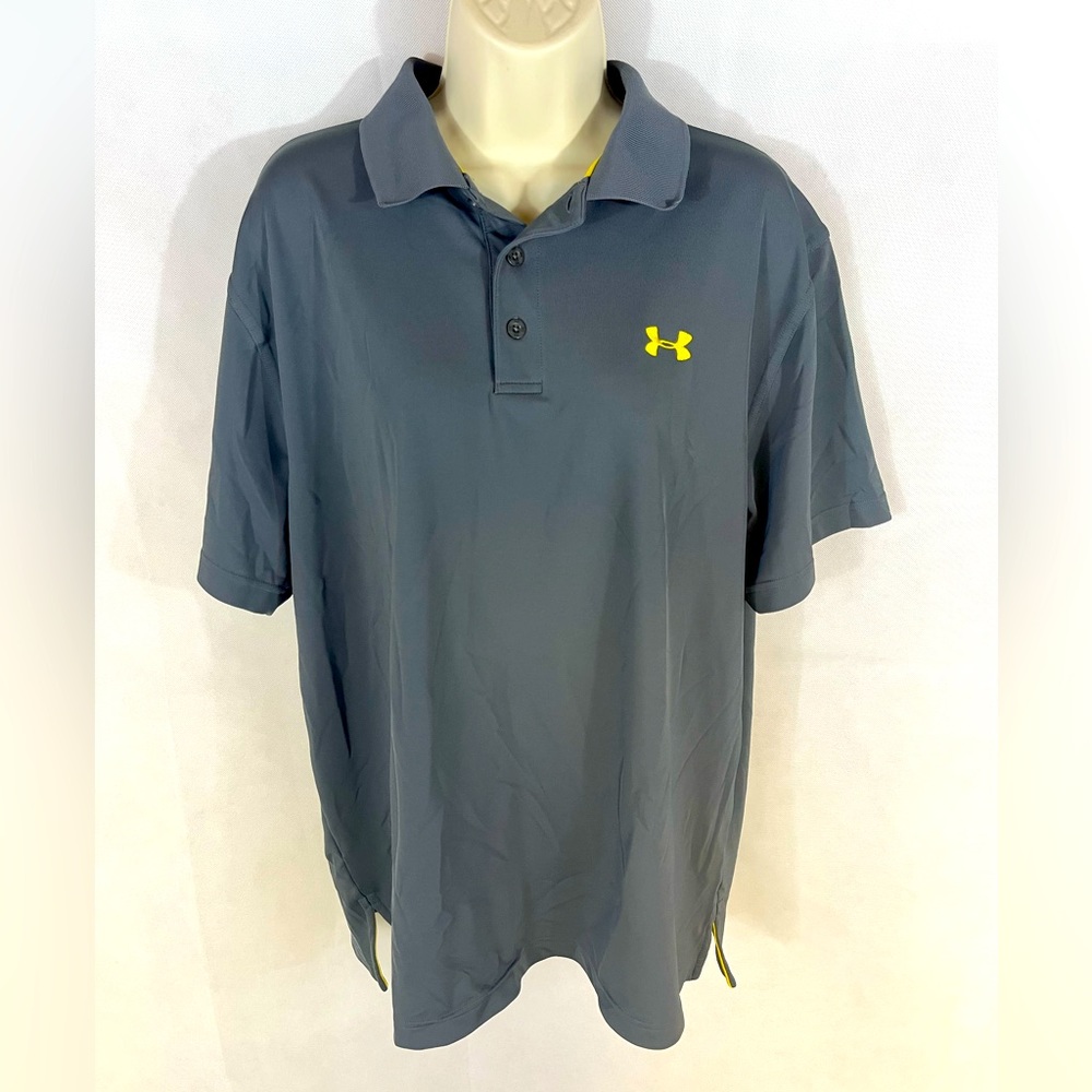 Under Armour polo - Grey w/ yellow - Men’s Large